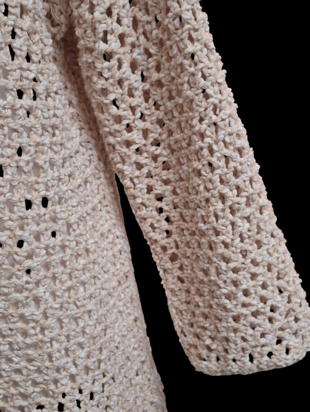 Lou & Grey Crochet Long Sleeve Open Knit Beige Tunic Cover-Up   Women Size Small - Picture 10 of 16
